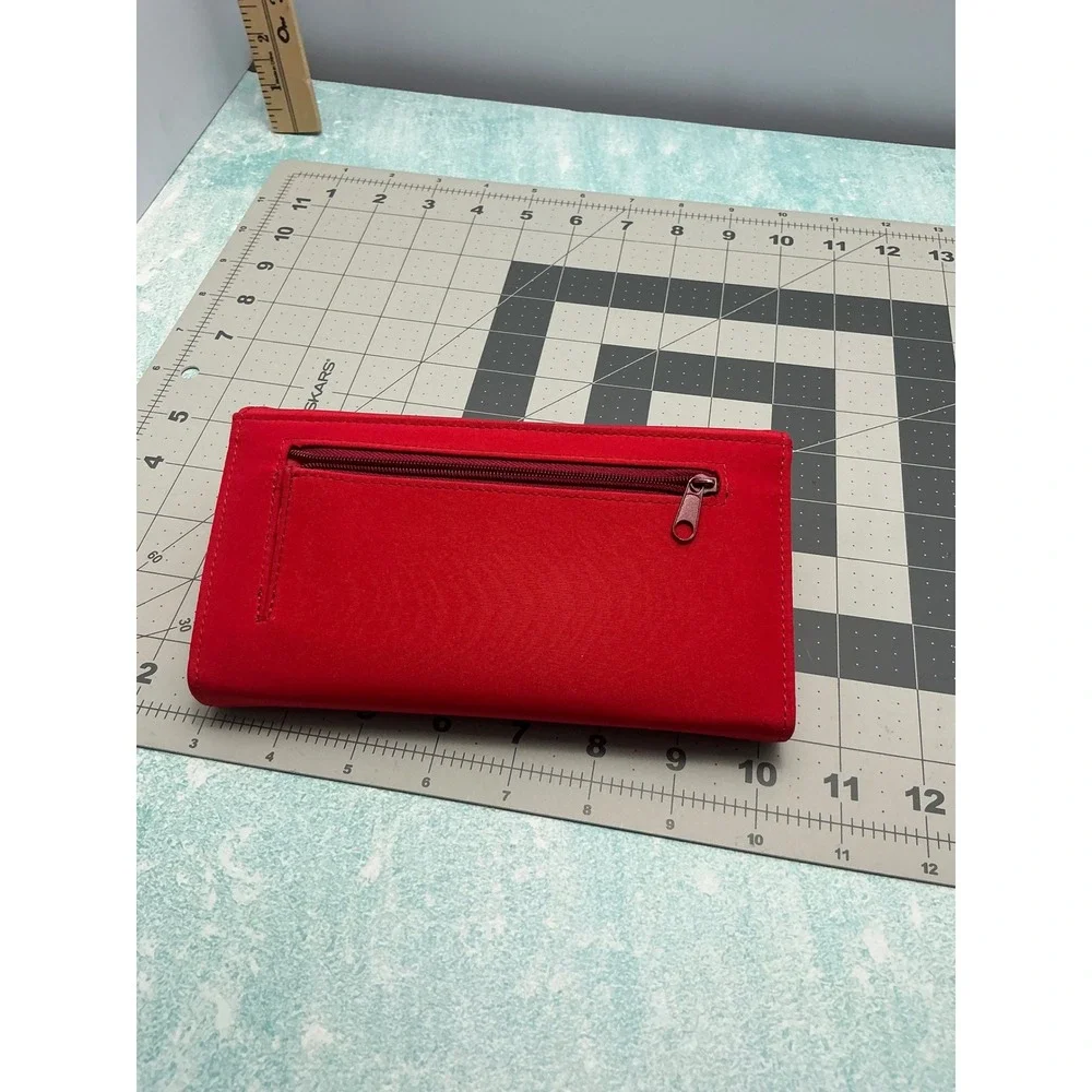 Red‎ Embroidered Hat Wallet Clutch Purse Women Snap Closure